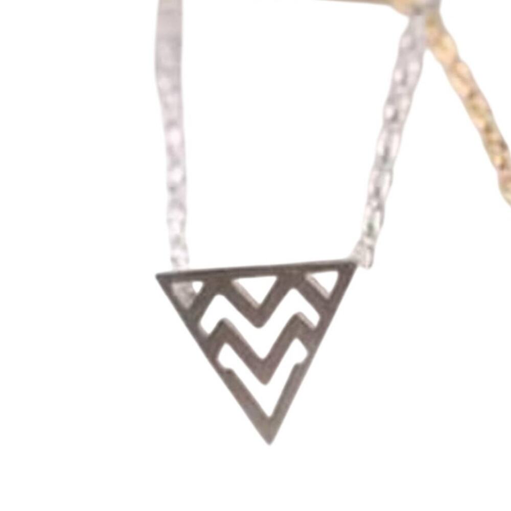Chevron Triangle Silver Color Tone Necklace New NIP Boho Adjustable Chain Small!